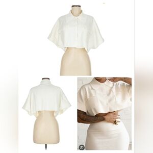 Stylish Cream Button-Up Crop Top